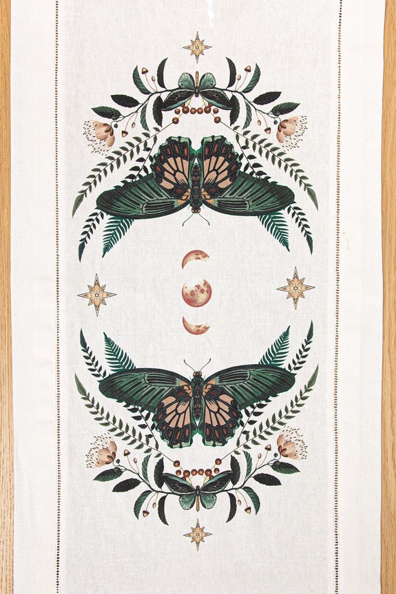 Bieżnik bawełniany z nadrukiem 40 x 180 cm RW25-ORU603 beżowy RW25
