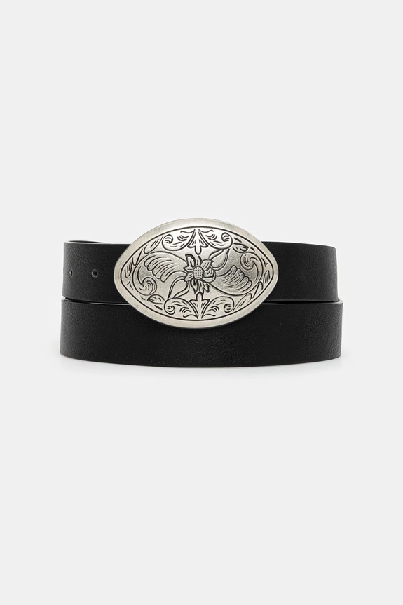 Pasek damski z ozdobną klamrą RW25-PAD301 czarny RW25