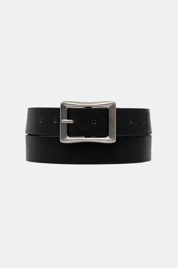 Pasek męski z imitacji skóry czarny RW25-PAM100