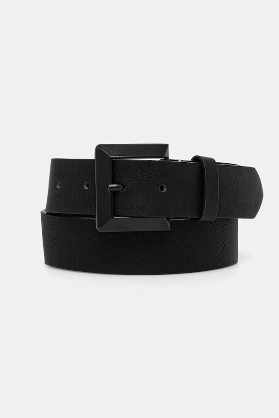 Pasek męski z imitacji skóry czarny RW25-PAM504