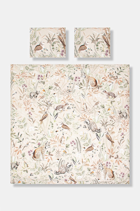 Komplet pościeli bawełnianej wzorzystej 200 x 200 cm beżowy RW25-PCU602