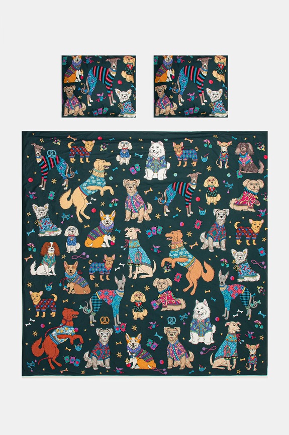 Komplet pościeli bawełnianej w psy 200 x 200 cm multicolor RW25-PCU807