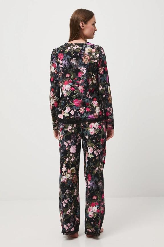 Piżama damska w kwiaty RW25-PJD300 czarny RW25