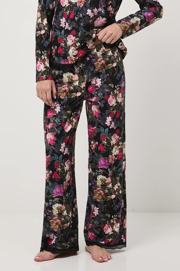 Piżama damska w kwiaty czarny RW25-PJD300