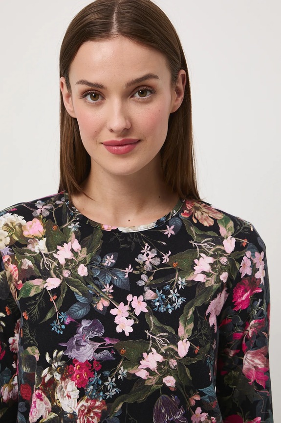 Piżama damska w kwiaty RW25-PJD300 czarny