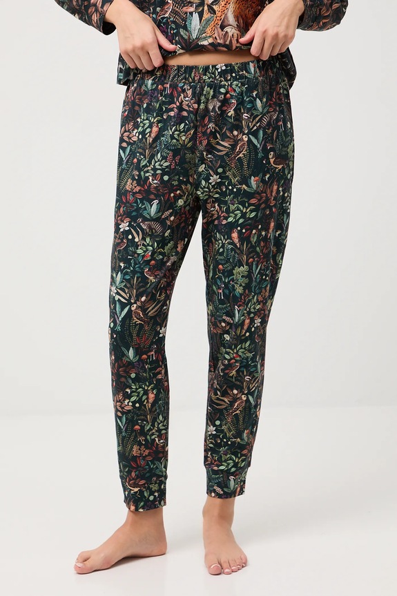 Bavlněné pyžamo dámské se vzorem zelená RW25-PJD601