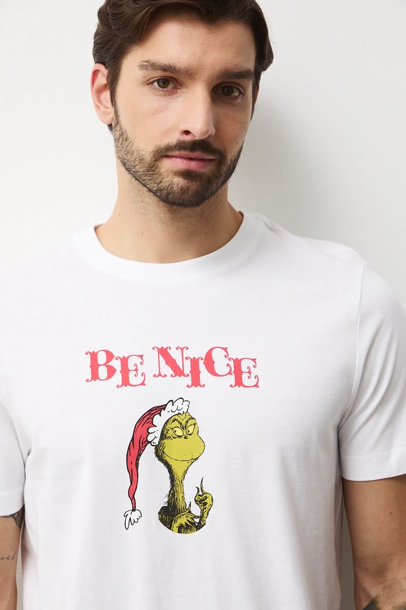 Bavlněné pyžamo pánské vánoční, Grinch bílá RW25-PJMA03