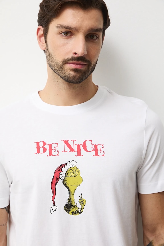 Bavlněné pyžamo pánské vánoční, Grinch bílá RW25-PJMA03