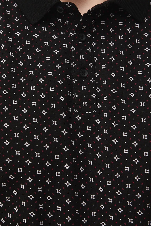 Bavlnené polo tričko pánske s elastanom a s drobným vzorom RW25-POM010