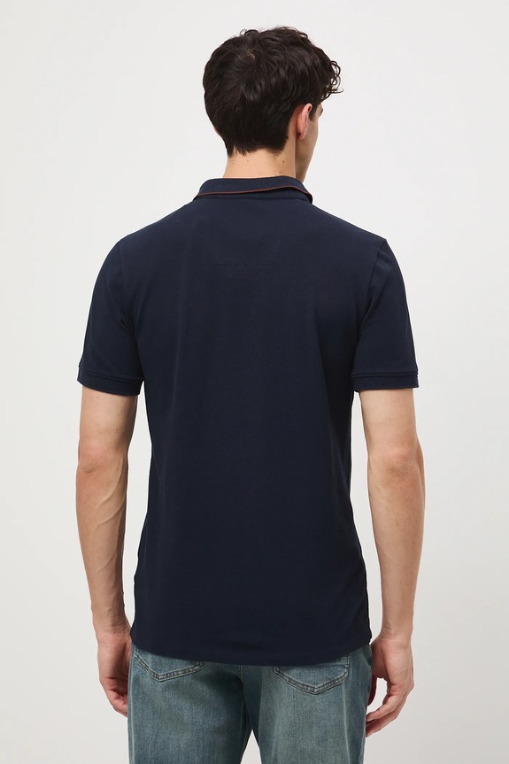 Oblečenie Bavlnené polo tričko pánske s elastanom zo štruktúrovanej pleteniny RW25-POM030 tmavomodrá