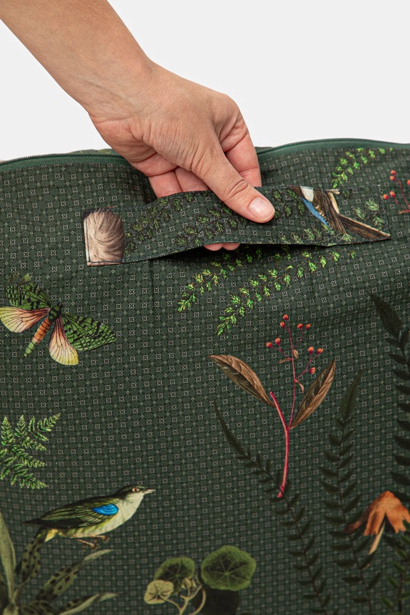 Bavlnený prehoz s rastlinnými a zvieracími motívmi RW25-POU601