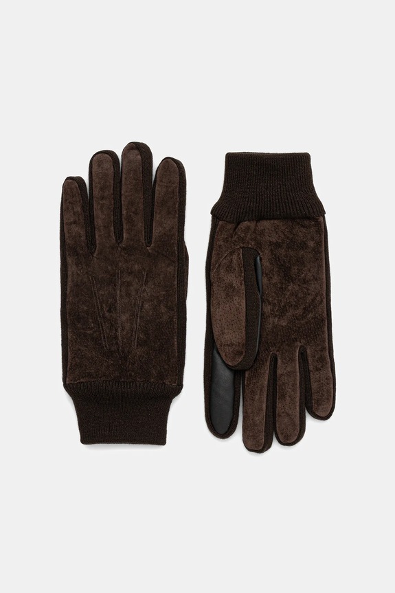 Rękawiczki zamszowe męskie RW25-REM705 brązowy RW25