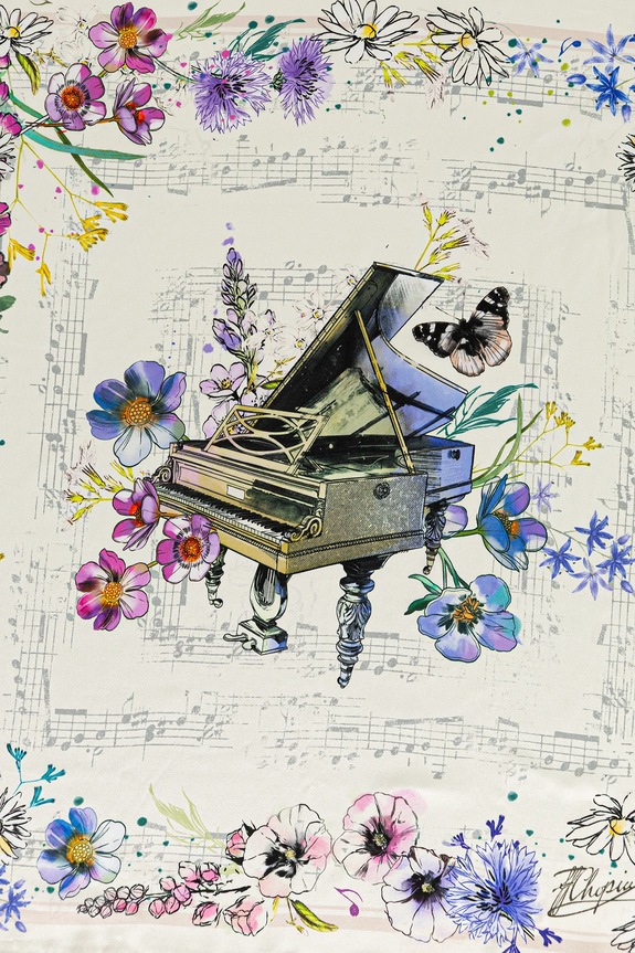 Akcesoria Chusta jedwabna damska z kolekcji Narodowy Instytut Fryderyka Chopina x Medicine RW25-SAD750 multicolor