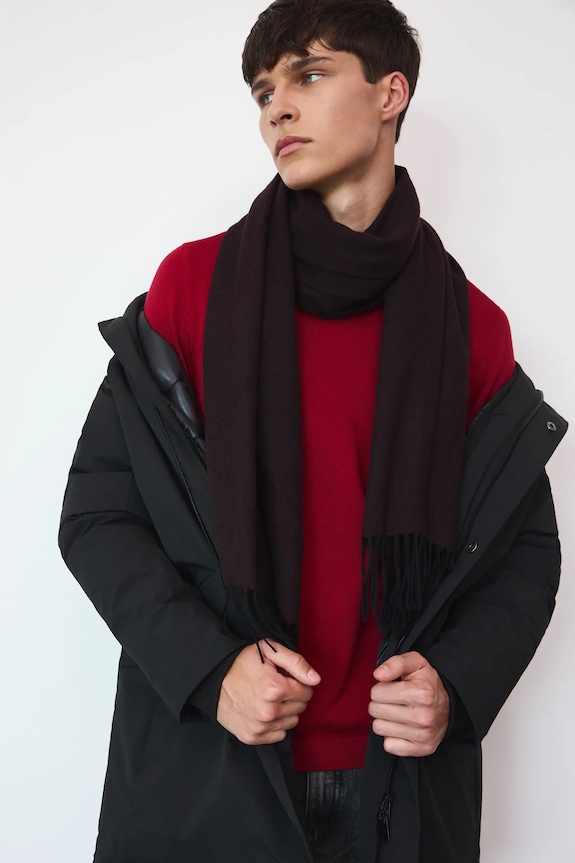 Szal męski z wiskozą cienka bordowy RW25-SAM600