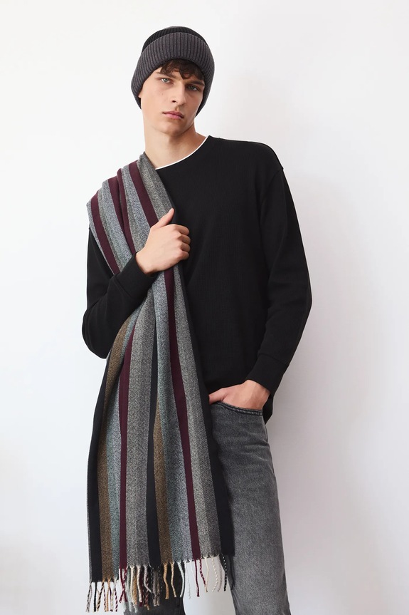 Szal męski w pasy z wiskozą pozostałe multicolor RW25-SAM702