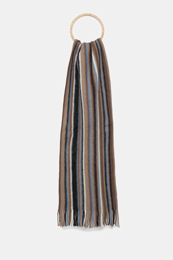 Szal z domieszką wełny męski w pasy wzorzyste multicolor RW25-SAM704