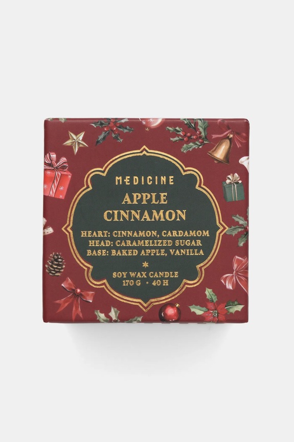 Vonná sójová svíčka vánoční Apple Cinnamon burgundské RW25-SCU802