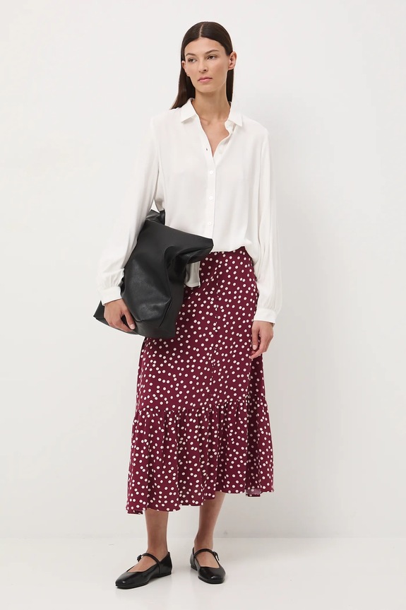 Spódnica damska midi z wiskozy wzorzysta RW25-SDD030 bordowy RW25