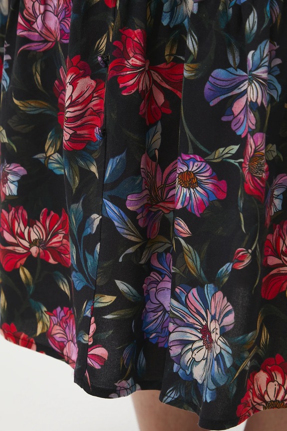 Sukňa vzorované z viskózy midi čierna RW25-SDD030