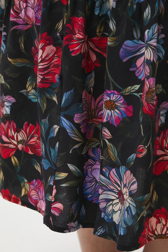 Sukňa vzorované z viskózy midi čierna RW25-SDD030