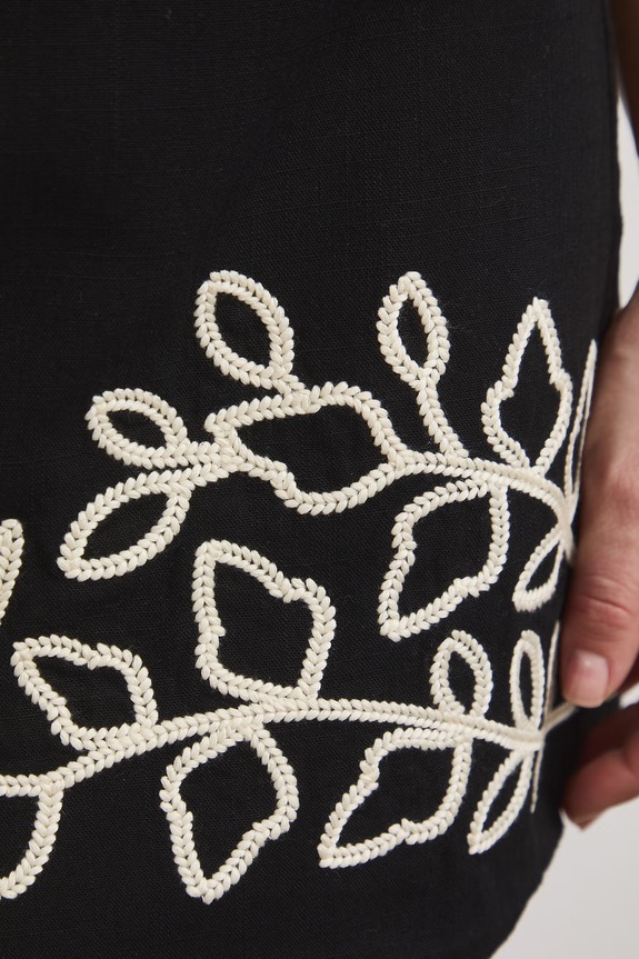 Medicine spódnica z domieszką lnu czarny RW25-SDD107