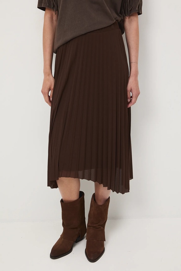 Spódnica damska midi plisowana midi brązowy RW25-SDD405
