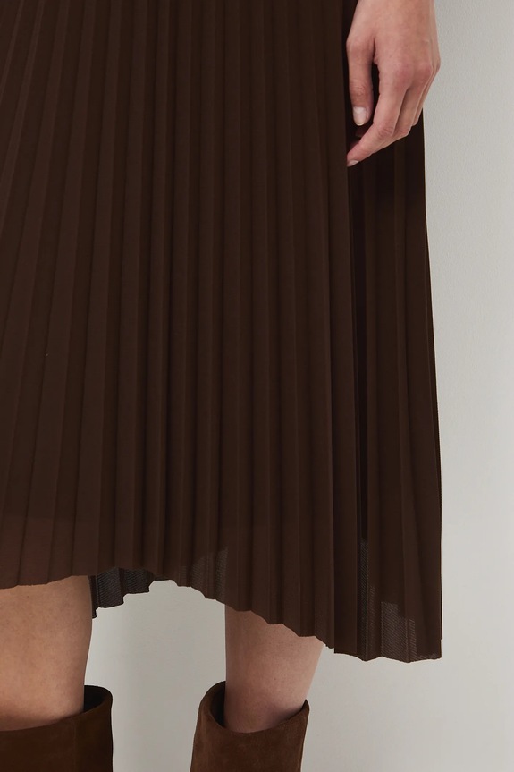 Spódnica damska midi plisowana brązowy RW25-SDD405