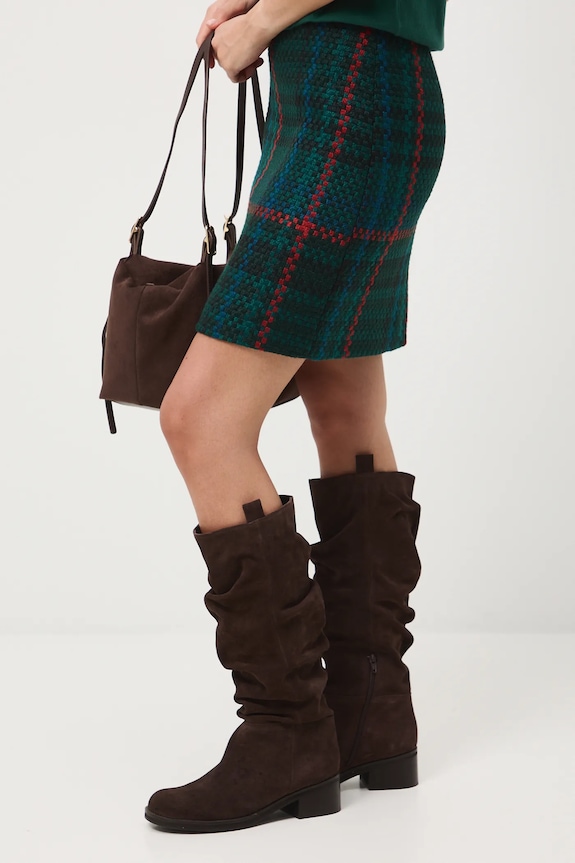 Sukně dámská mini, s kostkovaným vzorem jednoduchý tyrkysová RW25-SDD607