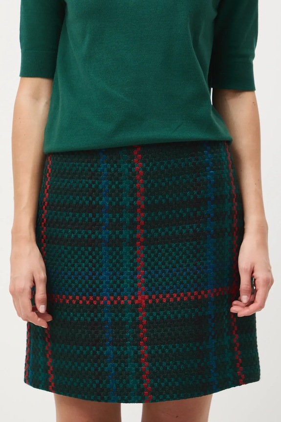 Sukně dámská mini, s kostkovaným vzorem tyrkysová RW25-SDD607