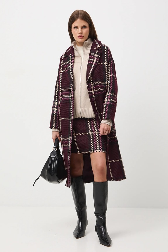 Sukňa mini kockovaný RW25-SDD607 burgundské RW25