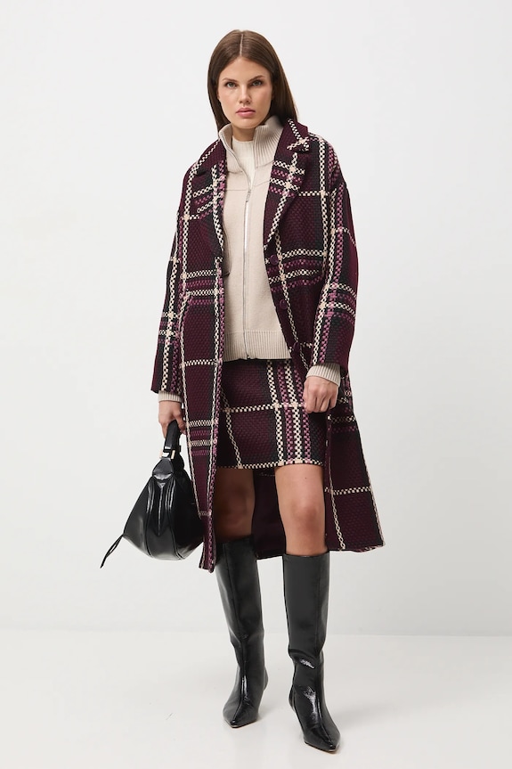 Sukňa mini kockovaný RW25-SDD607 burgundské RW25