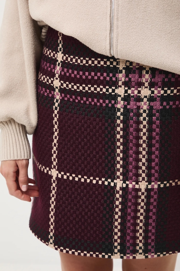 Sukňa mini kockovaný burgundské RW25-SDD607