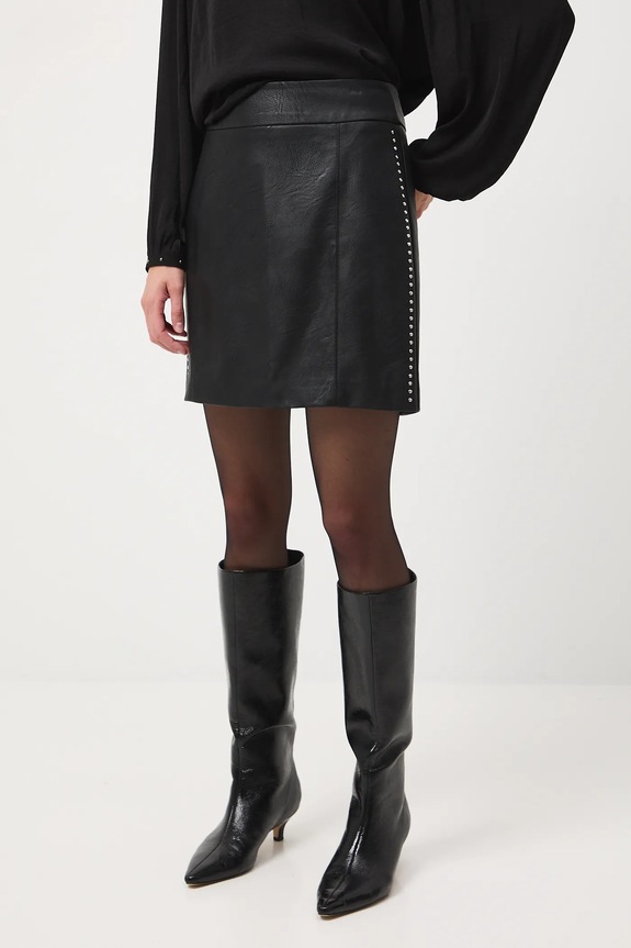 Spódnica damska mini z imitacji skóry RW25-SDD701 czarny RW25