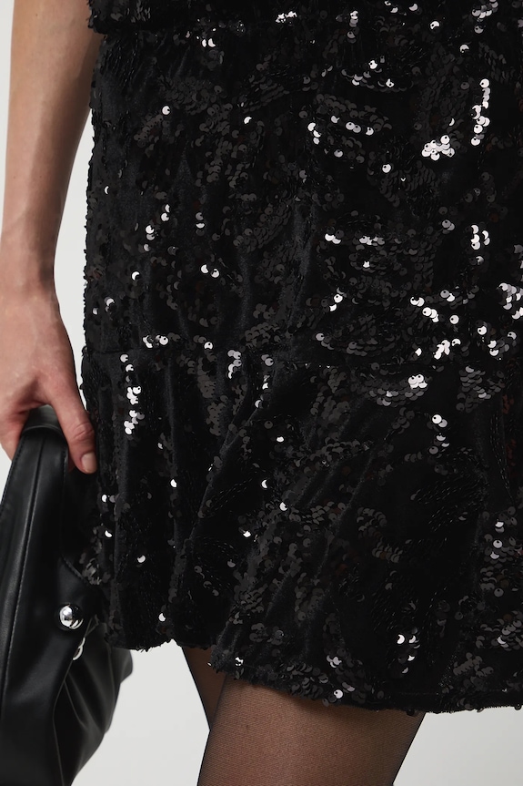 Sukňa mini s flitrami čierna RW25-SDDA02