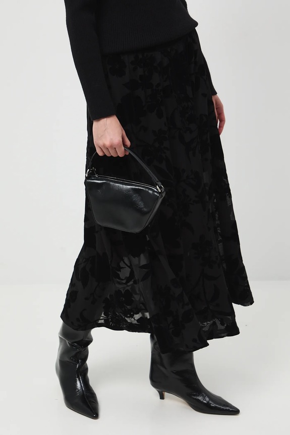 Sukně dámská maxi se vzorem áčkový černá RW25-SDDA06