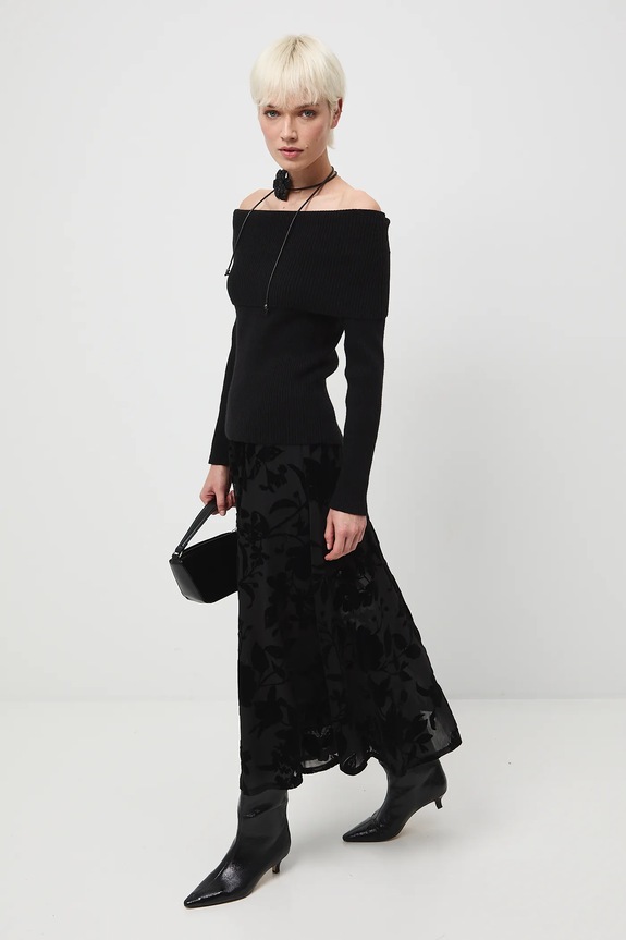 Sukně dámská maxi se vzorem RW25-SDDA06 černá RW25