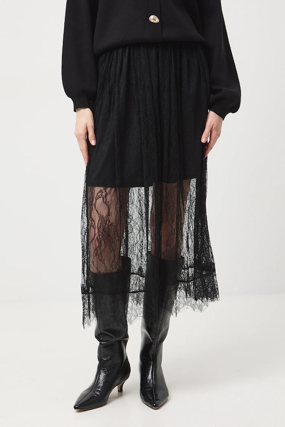 Spódnica damska maxi koronkowa czarny RW25-SDDB04