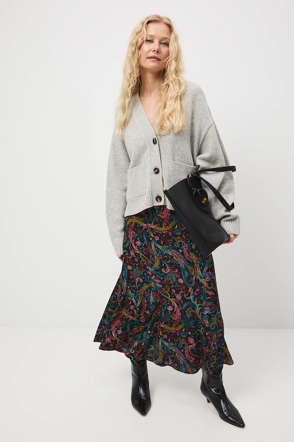 Spódnica damska midi z wiskozy wzorzysta midi multicolor RW25-SDDC00