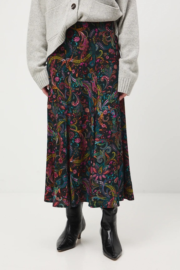 Spódnica damska midi z wiskozy wzorzysta RW25-SDDC00 multicolor RW25