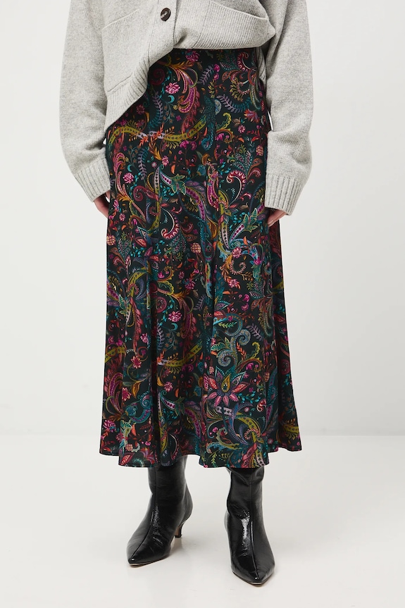 Spódnica damska midi z wiskozy wzorzysta RW25-SDDC00 multicolor RW25