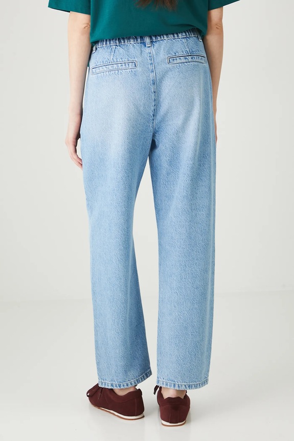 Odzież Jeansy bawełniane damskie slouchy z efektem sprania RW25-SJD103 niebieski