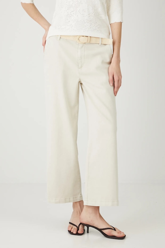 Jeansy damskie wide leg z paskiem RW25-SJD104 beżowy RS26