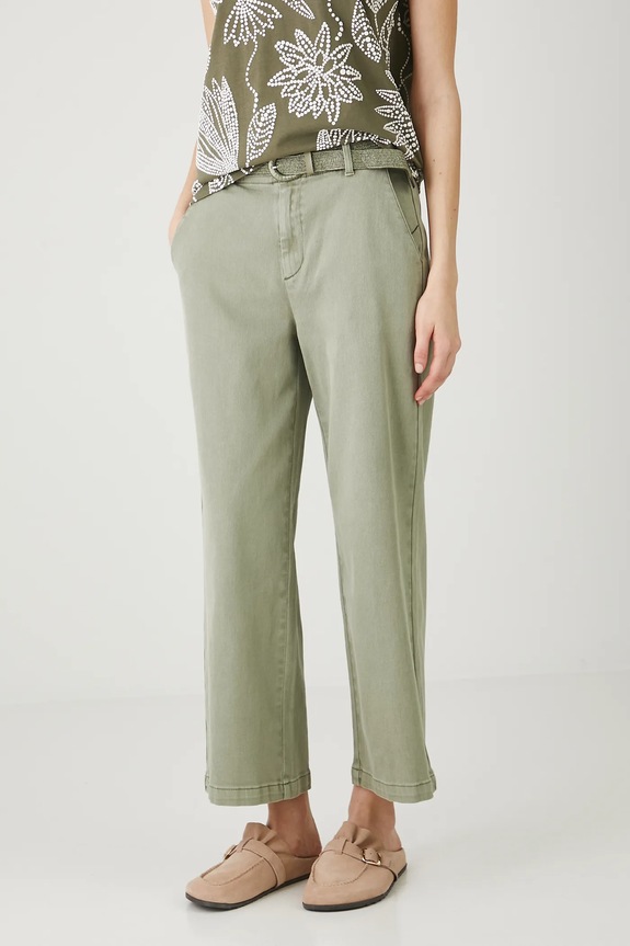 Jeansy damskie wide leg z paskiem zielony RW25-SJD104