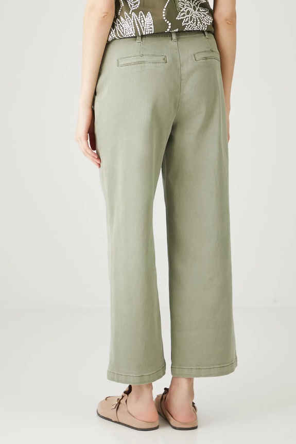 Odzież Jeansy damskie wide leg z paskiem RW25-SJD104 zielony