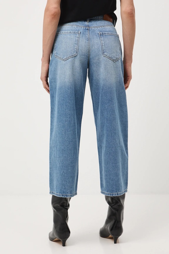 Jeansy bawełniane damskie wide leg z efektem sprania RW25-SJD401 niebieski RW25