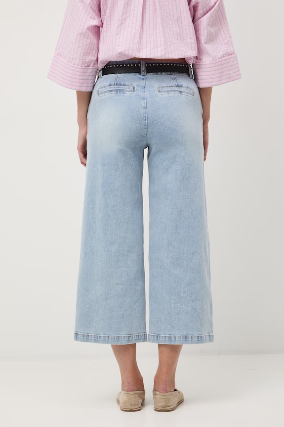 Odzież Jeansy damskie wide leg z efektem sprania RW25-SJD408 niebieski