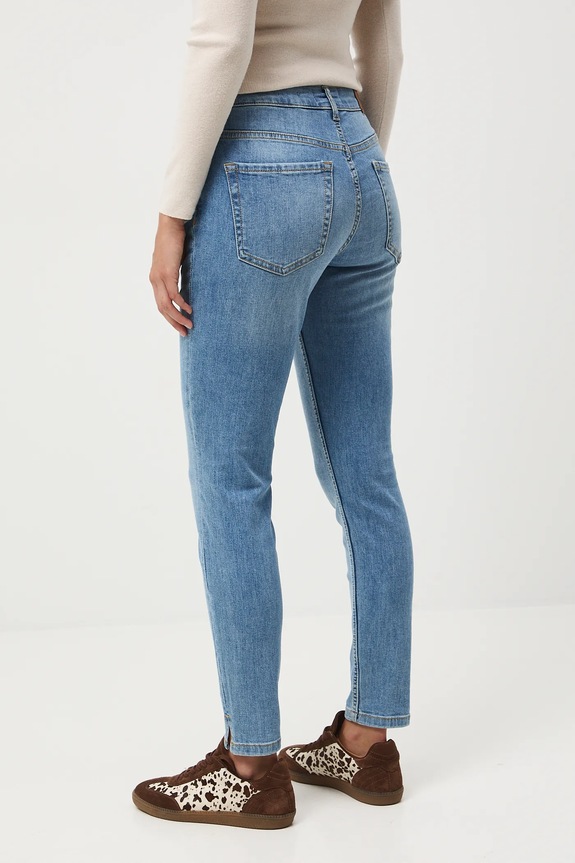 Odzież Jeansy damskie slim z efektem sprania RW25-SJD500 niebieski