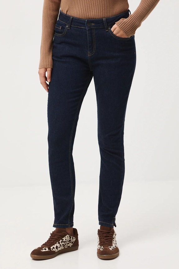 Jeansy damskie slim gładkie granatowy RW25-SJD500