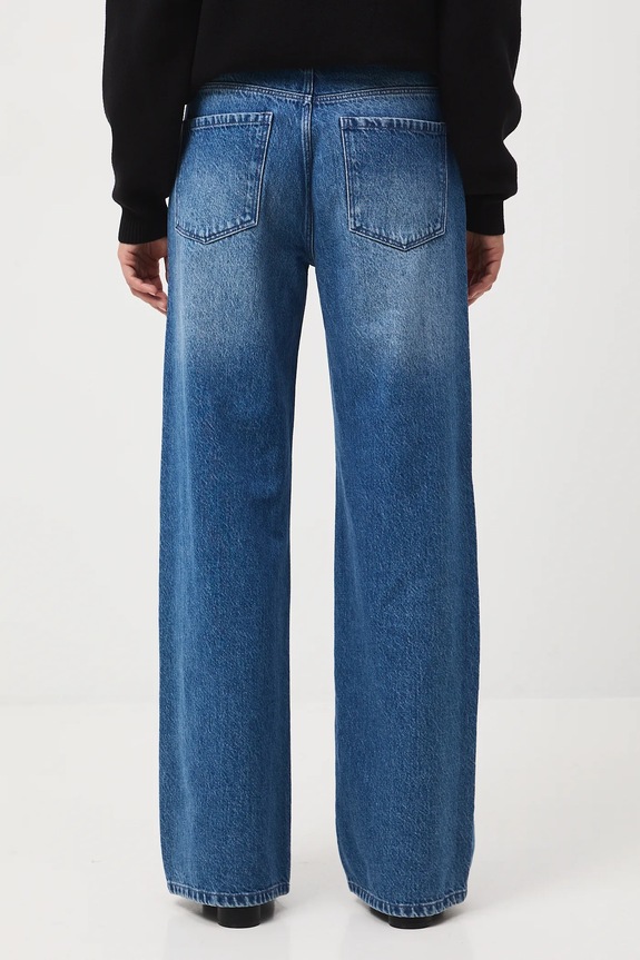 Odzież Jeansy bawełniane damskie wide leg z efektem sprania RW25-SJD510 niebieski