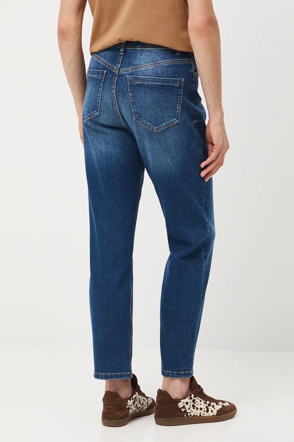 Odzież Jeansy damskie mom fit z efektem sprania RW25-SJD606 granatowy